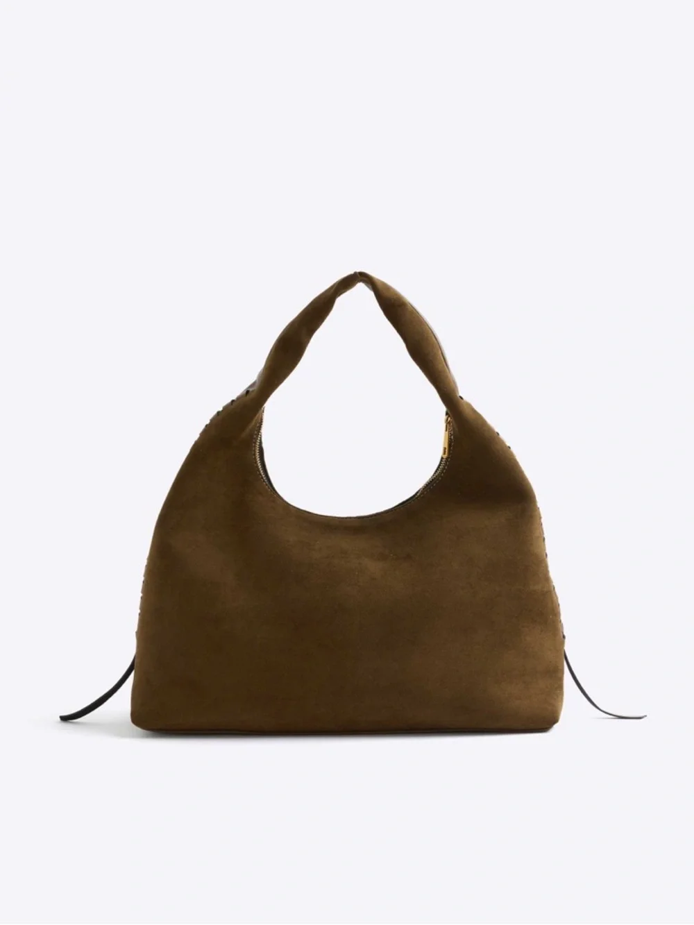 River Island whipstitch boho slouch bag in khaki - Picture 2 of 3